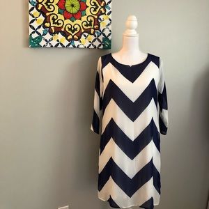 Navy & White Chevron Dress